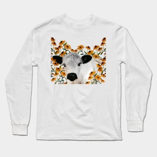 British White Cow & Black-eyed Susans Long Sleeve T-Shirt